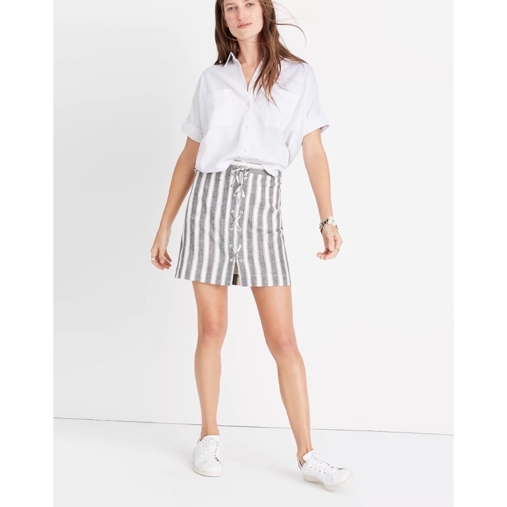 Madewell Striped Lace-Up Skirt